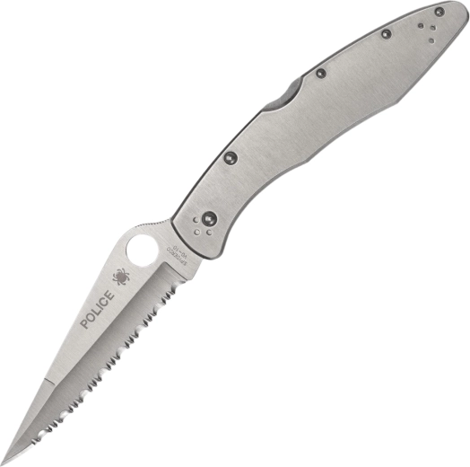 Couteau pliant de poche Spyderco Police Model 10,7 cm, lame dentelée, VG-10