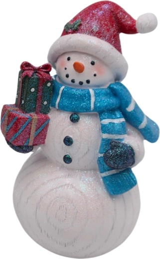 Décoration en bois bonhomme de neige avec cadeaux