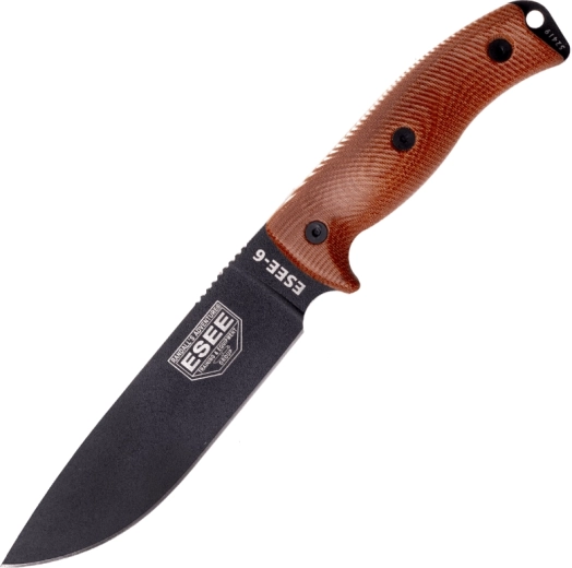 ESEE Model 6 couteau de survie avec lame noire et manche Micarta brun