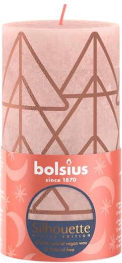 Bougie rustique 130 × 68 mm rose/ambre