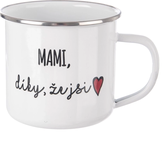 Tasse émaillée blanche « Maman, merci d’être là » 500 ml