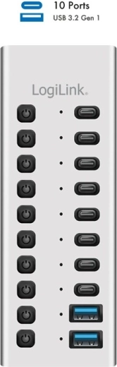 LogiLink USB 3.2 Gen 1 hub USB 10 ports USB-A/USB-C avec interrupteurs