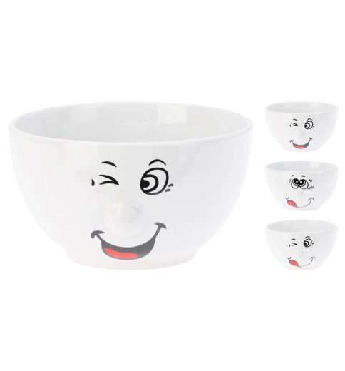 Bol en porcelaine avec visage joyeux 500 ml