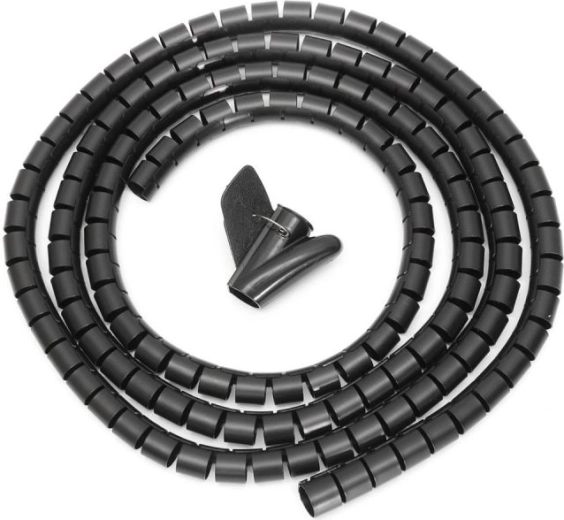 Organisateur de câbles en spirale (gaine de protection / bande cache-câbles) noir 3 m - 1 pièce