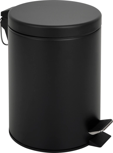 Poubelle à pédale en acier inoxydable, noire, 5 l