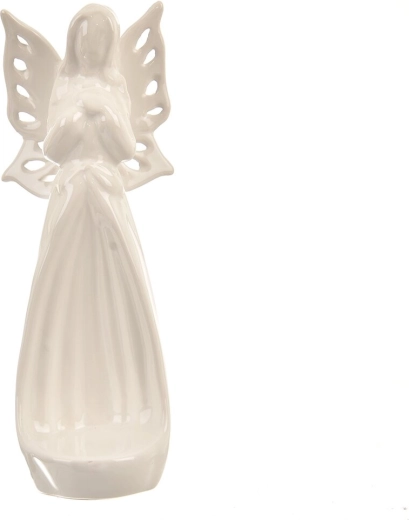 Ange en céramique nacré blanc pour bougie chauffe-plat