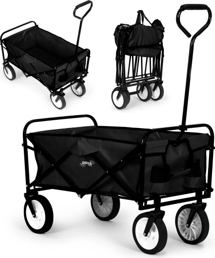 Chariot de jardin pliable noir 116 × 54 × 90 cm