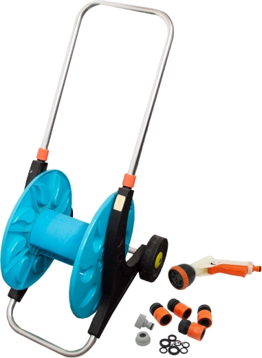 Chariot de jardin pour tuyau 60 m avec pistolet et raccords
