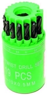 Jeu de forets métal HSS 1–10 mm, 19 pièces
