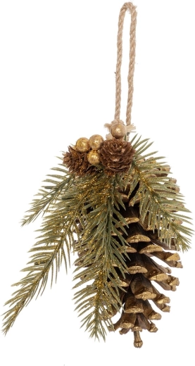 Décoration à suspendre pomme de pin en plastique 16 cm