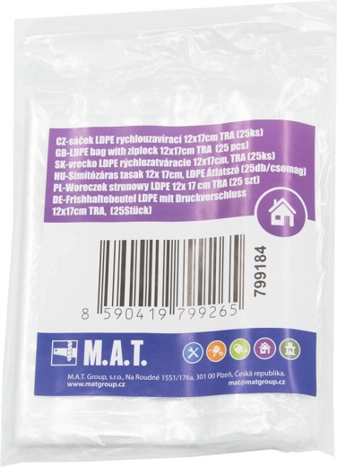 Sachets à fermeture rapide LDPE 12 × 17 cm, 25 pcs