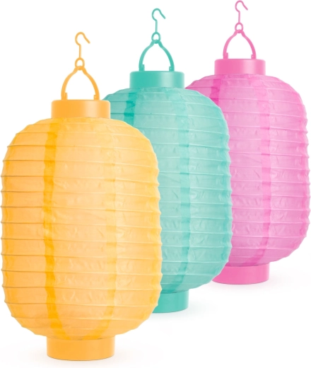 Lampion solaire en 3 couleurs avec LED blanc froid, 21 cm - 1 pièce