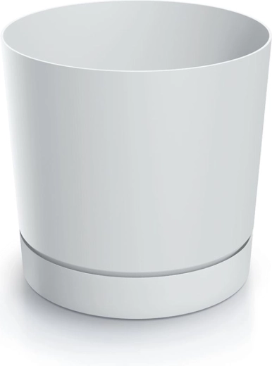 Cache-pot en plastique avec soucoupe 33,8 cm blanc mat