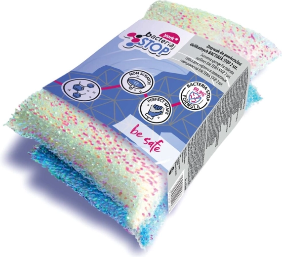Eponges de nettoyage Bacteria Stop pour surfaces délicates 11,5 × 7 × 3 cm, 2 pcs