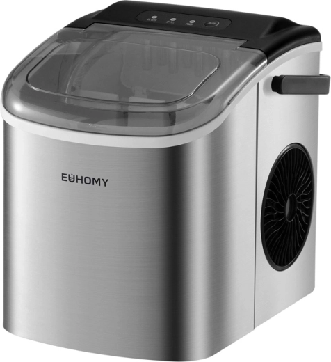 Euhomy IM001 machine à glaçons compacte 12 kg/jour, 1,2 l (argenté)