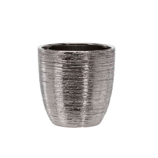 Cache-pot en céramique 20 × 20 × 22 cm argenté