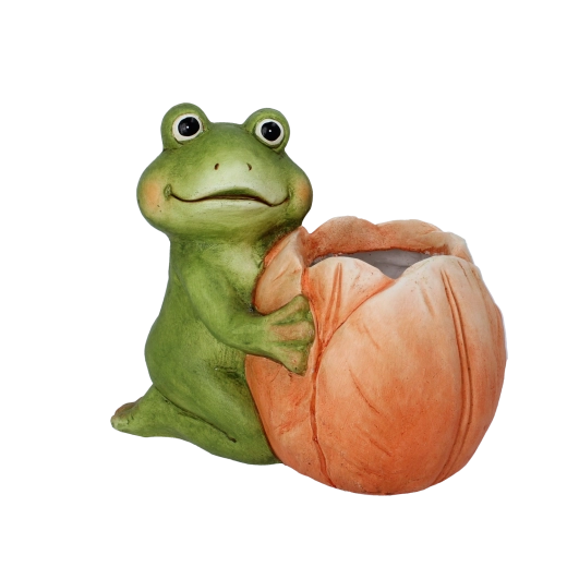 Jardinière de jardin grenouille avec fleur