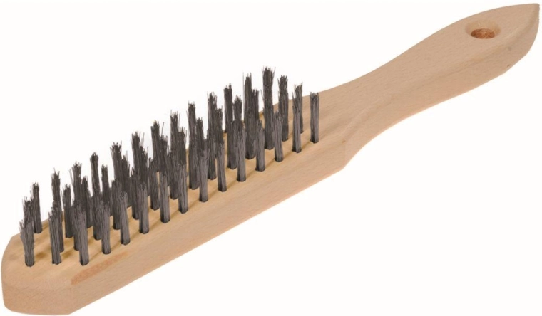 Brosse métallique à 6 rangées de fils d’acier, corps en bois