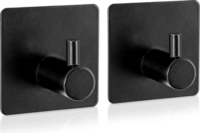 Crochet adhésif RADKA, noir, 4,5 × 4,5 cm, 2 pcs