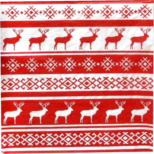 Serviettes de Noël avec renne 33 × 33 cm, 3 plis - 1 pièce