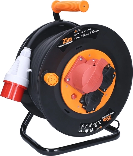 Rallonge électrique sur tambour Solight 25 m, 400 V + 230 V, IP44