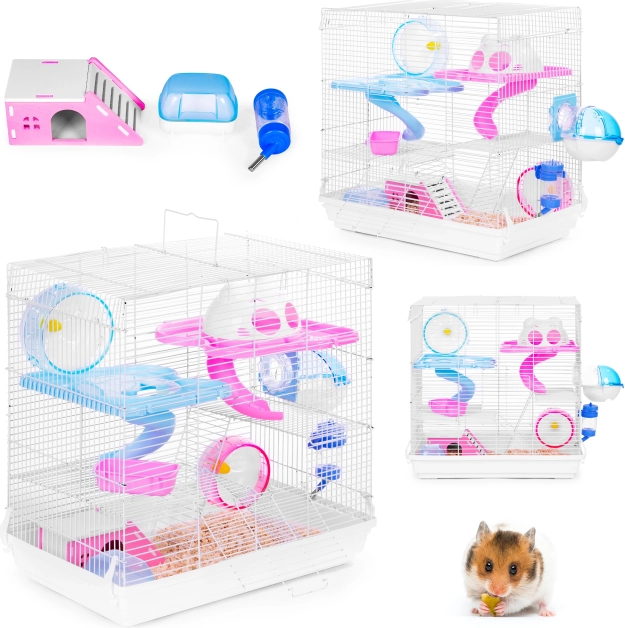 Cage à plusieurs étages pour hamsters et petits rongeurs avec équipement complet PETSI