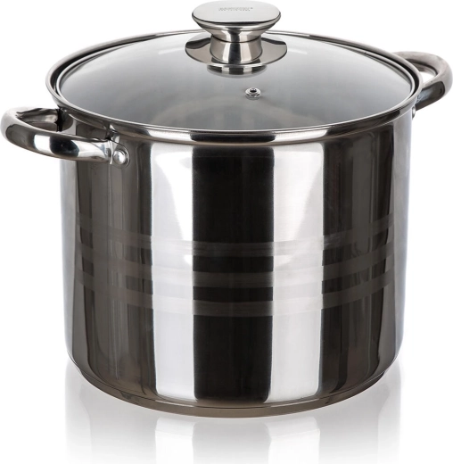 Casserole en acier inoxydable LIVING 24 cm avec couvercle en verre, 9 l