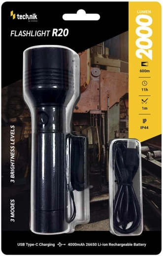 Lampe torche rechargeable Technik mt-r20 avec mise au point et USB-C (2000 lm) - 1 pièce