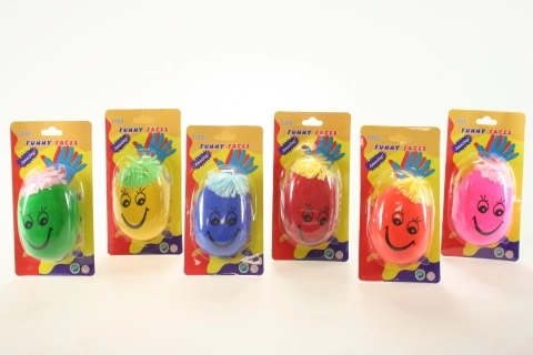 Balle antistress avec visage et mèches 8 × 5 cm