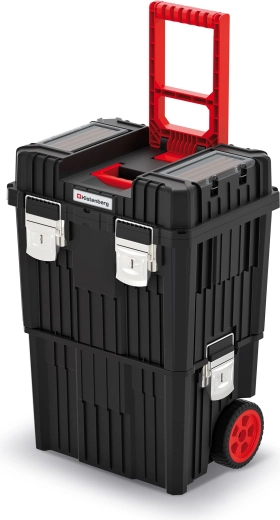 Coffre à outils modulaire Heavy 71 l avec roulettes et poignée rabattable