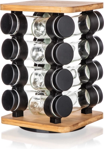 Pots à épices Culinaria Black avec support, 16 pièces