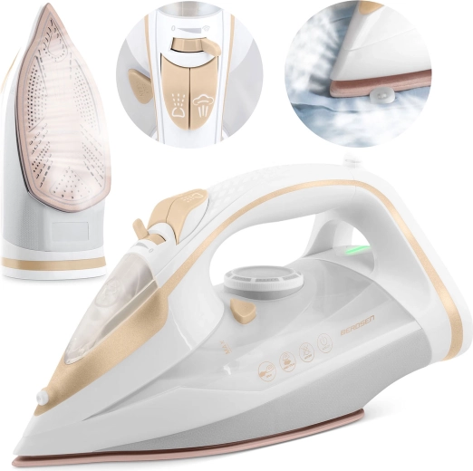 Fer à vapeur 3000 W Berdsen avec semelle en céramique et vapeur verticale