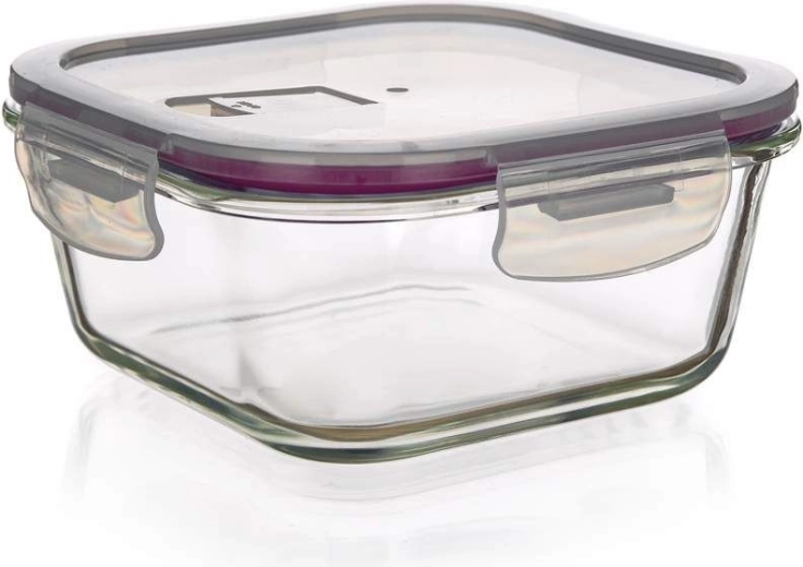 Bocal alimentaire en verre Lora 750 ml - couvercle bordeaux