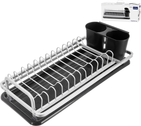 Égouttoir à vaisselle Deluxe avec plateau et porte-couverts