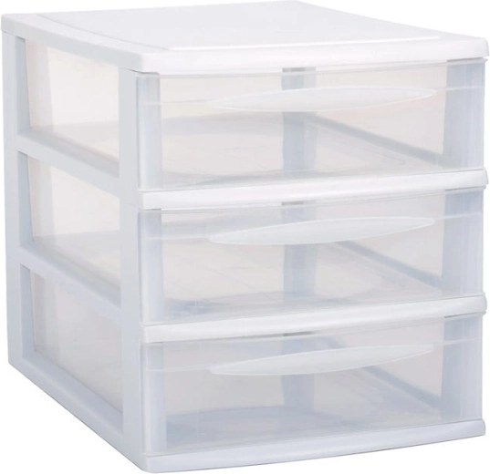 Armoire modulaire avec 3 tiroirs étroits A4 – blanc