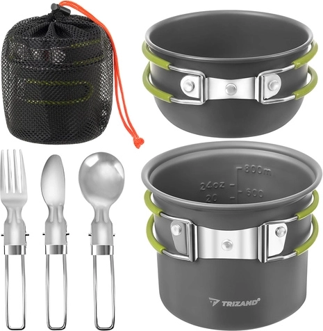 Set de vaisselle de camping pliable TRIZAND 1,2 l en aluminium pour camping et trekking