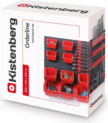 Organisateur mural pour outils avec 10 bacs ORDERLINE, 800 × 195 × 400 mm