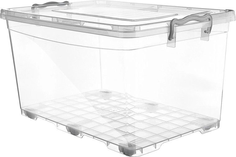 Boîte de rangement en plastique Multi rectangulaire haute avec roulettes 50 l