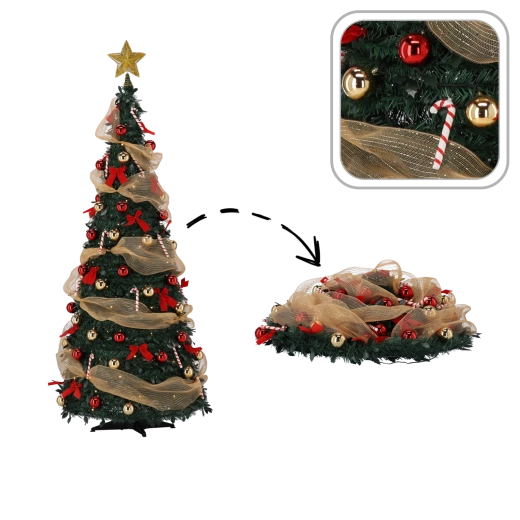 Sapin de Noël artificiel pliable Lidia 120 cm avec éclairage LED et décorations