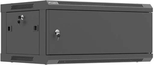Armoire rack murale 19" 4U 600 × 450 mm avec porte métallique, noire – LANBERG WF01 (flat pack)
