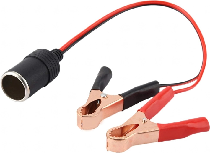 Adaptateur pour prise allume-cigare avec pinces crocodile 12/24 V