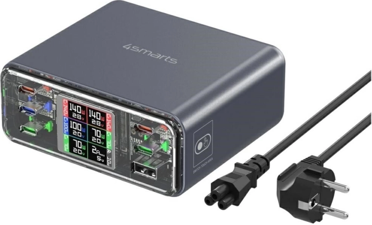 Chargeur de bureau 4smarts Lucid GaN DIY 360 W, 5× USB‑C + 1× USB‑A