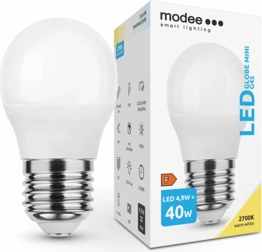 Modee Smart Lighting Ampoule LED mini G45 E27 4,9 W blanc chaud