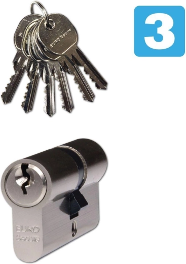 Cylindre 40/45 mm, 6 clés, nickel, classe de sécurité 3 RICHTER