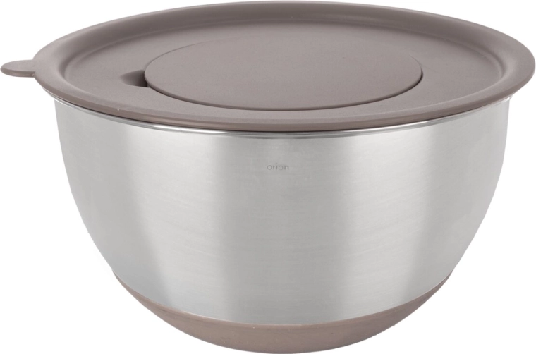 Bol mélangeur en acier inoxydable avec couvercle en plastique beige 25,7 cm