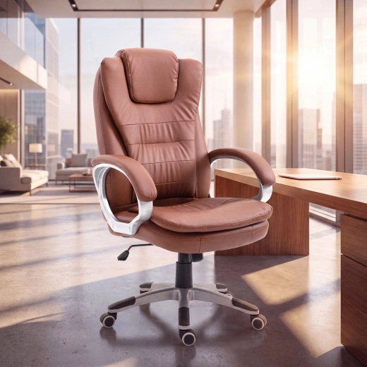 Chaise de bureau marron en cuir