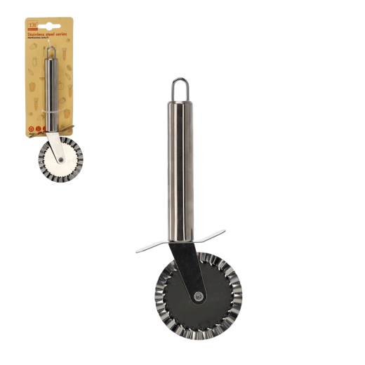 Rouleau découpe-pâte en acier inoxydable avec roulette ondulée