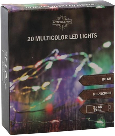Guirlande lumineuse 20 LED, multicolore, 100 cm