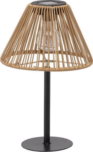 Lampe de table solaire avec abat-jour en rotin 33 cm, marron