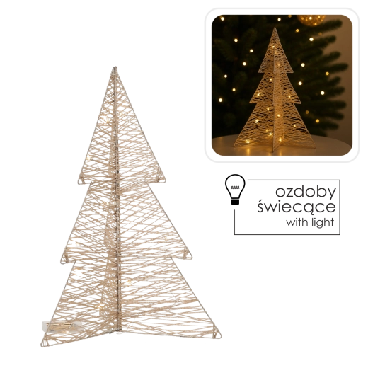 Sapin de Noël lumineux LED 50 cm couleur or champagne